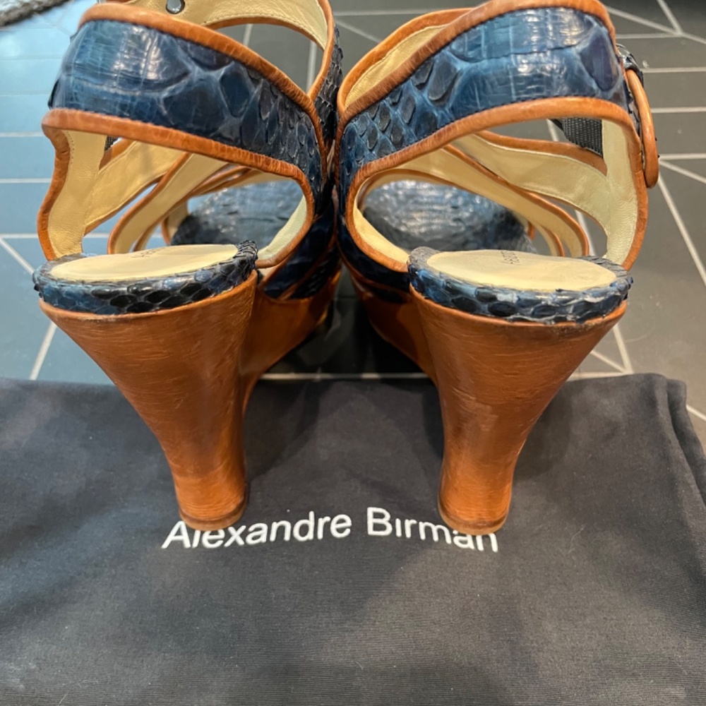 Alexandre Birman Python Wedge Sandals Blue - image 3